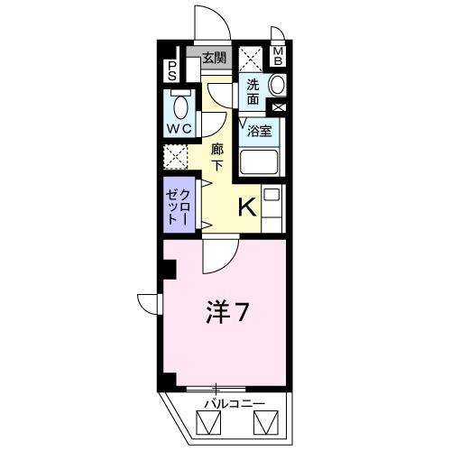 オルジュ本町Ⅱ(1K/3階)の間取り写真