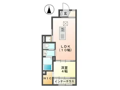 ミル フルール(1LDK/1階)の間取り写真