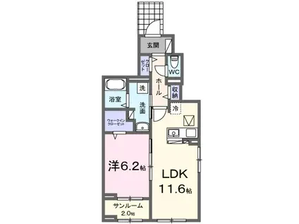 ラ・フェリーチェⅠ(1LDK/1階)の間取り写真