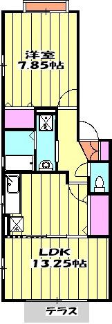 エスポワールⅡ(1LDK/1階)の間取り写真