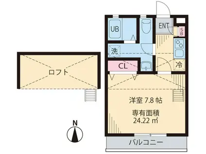 エスペランサ一橋(1K/2階)の間取り写真