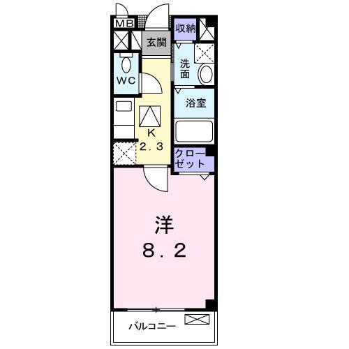 リュミエール アッシュ(1K/1階)の間取り写真