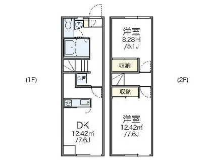 レオパレス長岡(2DK/1階)の間取り写真