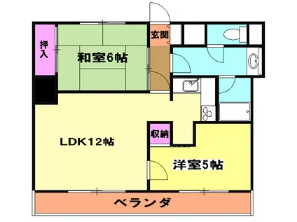 日勝堂ビル(2LDK/4階)の間取り写真