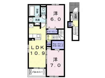 フェアリーズ ヒル Ⅰ(2LDK/2階)の間取り写真