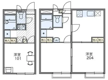 レオパレスカームヒルズ(1K/1階)の間取り写真
