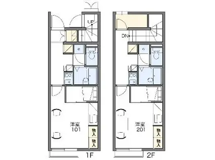 レオパレスGLANZ本郷(1K/1階)の間取り写真