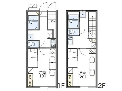 レオパレスイーストⅡ(1K/2階)の間取り写真