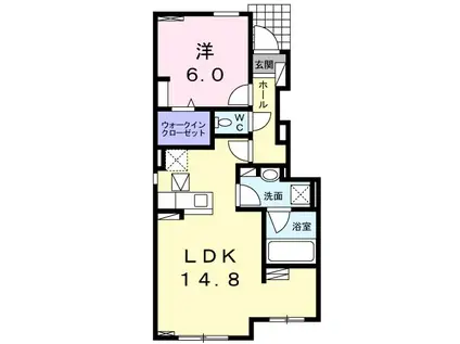 ベルアンジュⅡ(1LDK/1階)の間取り写真