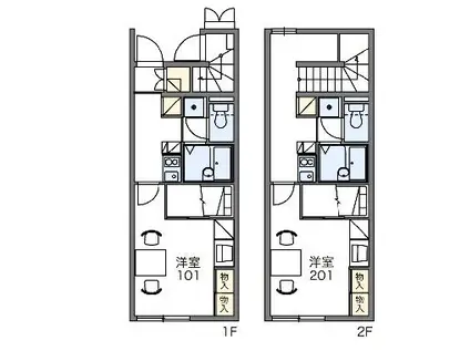 レオパレスRURIA(1K/1階)の間取り写真
