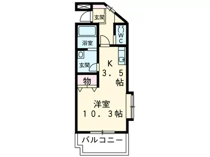 EM-HEALTHYVILLA松本台イースト(1K/2階)の間取り写真