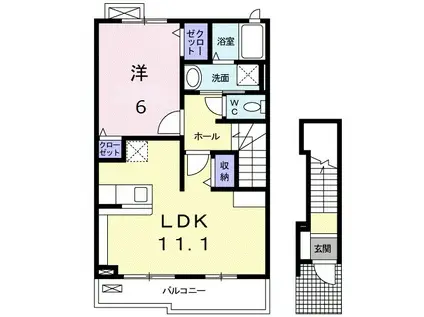RESTBELLⅡ(1LDK/2階)の間取り写真