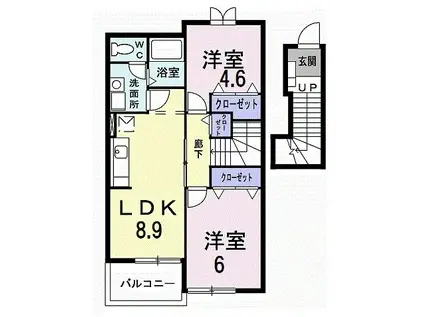 メゾン・エクセルD(2LDK/2階)の間取り写真