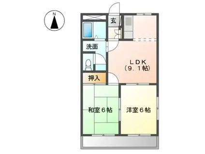 パークサイドアイリス(2DK/1階)の間取り写真