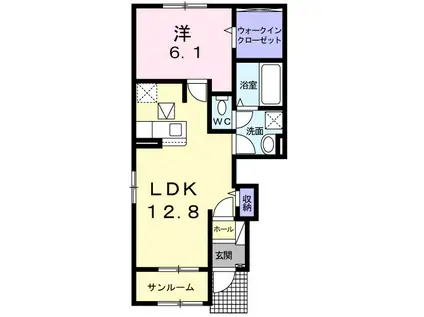 コンフォ—ル(1LDK/1階)の間取り写真