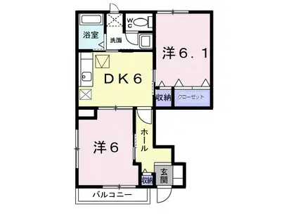 ファインヴィラ(2DK/1階)の間取り写真