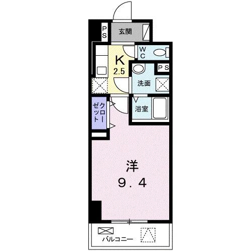 アルカディア8(1K/4階)の間取り写真