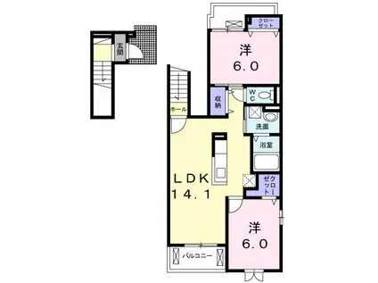 アーバンライフ・アオ(2LDK/2階)の間取り写真