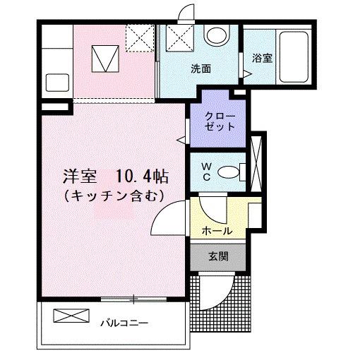 オルニエールⅡ(ワンルーム/1階)の間取り写真