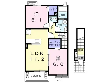 ニューサンリット Ⅰ(2LDK/2階)の間取り写真