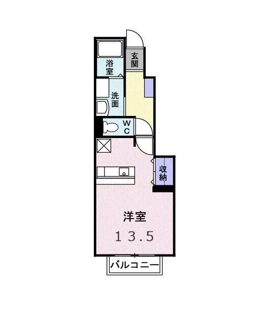 ドルチェ ローザⅡ(ワンルーム/1階)の間取り写真