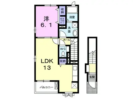 サクラ・アベニュー(1LDK/2階)の間取り写真