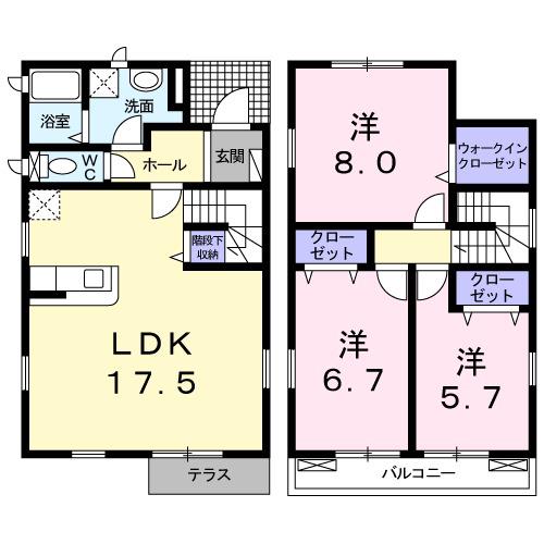 静岡鉄道静岡清水線 新静岡駅 バス乗車時間：10分 安東一丁目バス停で下車 徒歩3分 2階建 築13年(3LDK)の間取り写真