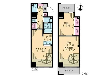 CANTABILE(2DK/6階)の間取り写真