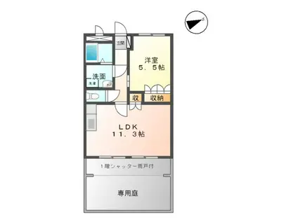 フィールドピアN(1LDK/1階)の間取り写真