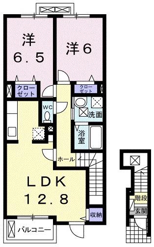 ブリッサ Ⅰ(2LDK/2階)の間取り写真