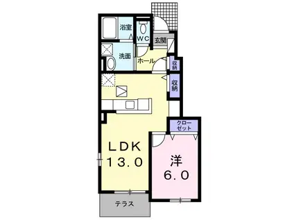 水戸線 新治駅 徒歩114分 2階建 築11年(1LDK/1階)の間取り写真
