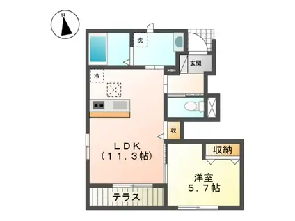 ベクヴェーム(1LDK/1階)の間取り写真