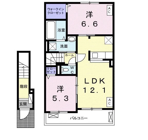 さんこぽ八代Ⅱ B(2LDK/2階)の間取り写真
