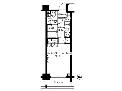 パークアクシス浜松町(1K/2階)の間取り写真