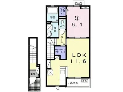 ベルコロレⅦ A(1LDK/2階)の間取り写真