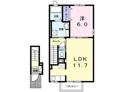 メゾン・リュミエールⅣ(1LDK/2階)の間取り写真