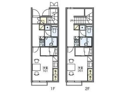 レオパレスHOPE28(1K/1階)の間取り写真