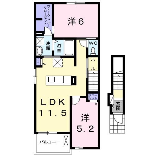 カレント・美郷Ⅲ(2LDK/2階)の間取り写真