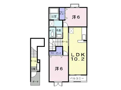 アブニールⅩⅤ(2LDK/2階)の間取り写真