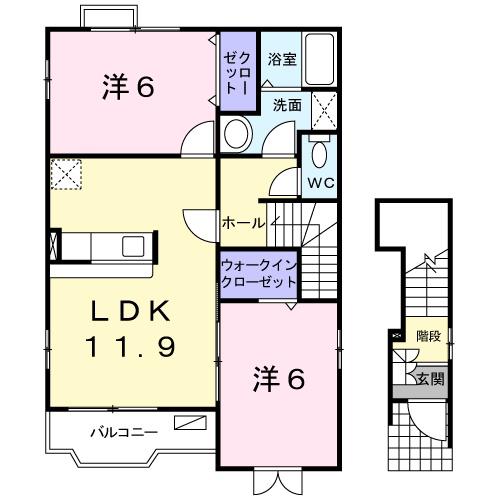 エアリー3(2LDK/2階)の間取り写真