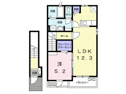 エスポワール 井田(1LDK/2階)の間取り写真