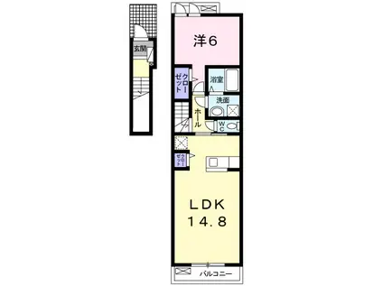 メゾンドソレイユ(1LDK/2階)の間取り写真