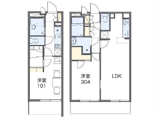 レオパレスやまと(1LDK/3階)の間取り写真