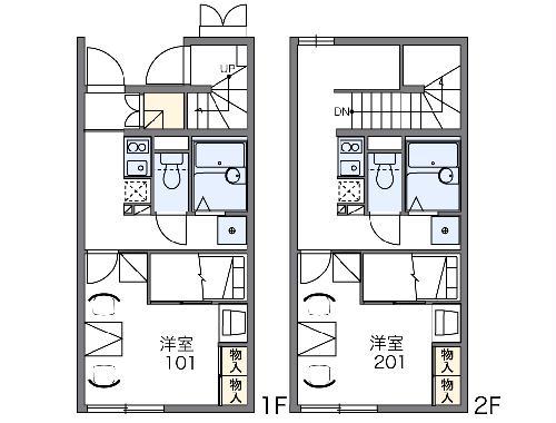 レオパレス若葉(1K/2階)の間取り写真
