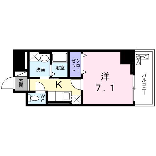 アステールⅠ(1K/4階)の間取り写真