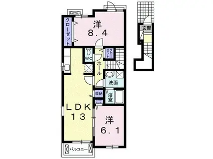 ハウス なごみ龍ヶ崎Ⅰ(2LDK/2階)の間取り写真