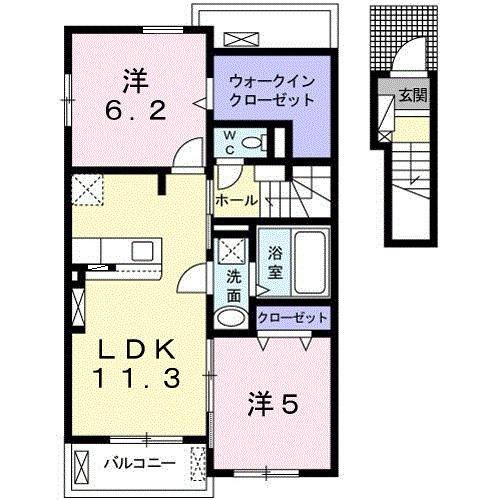 コート・ダジュール緑町 Ⅱ(2LDK/2階)の間取り写真