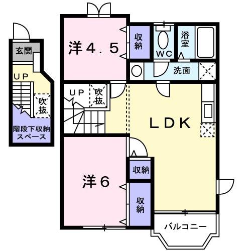 フジハイム2(2LDK/2階)の間取り写真