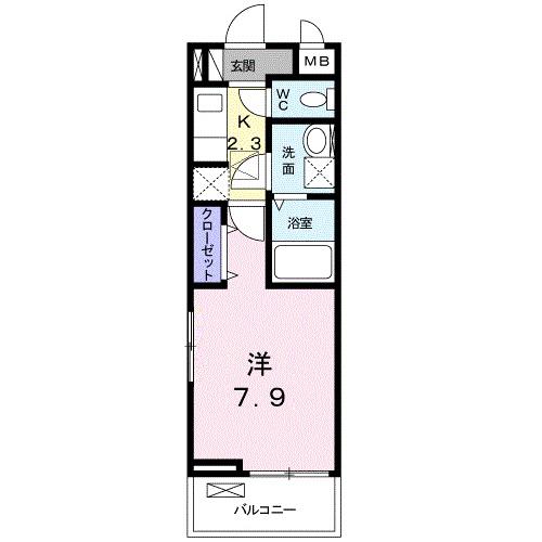 エスポワメゾンⅢ(1K/1階)の間取り写真