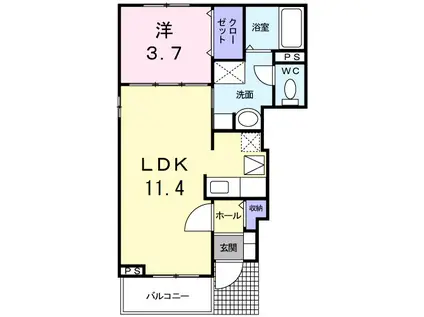 ベルクレイオ1(1LDK/1階)の間取り写真